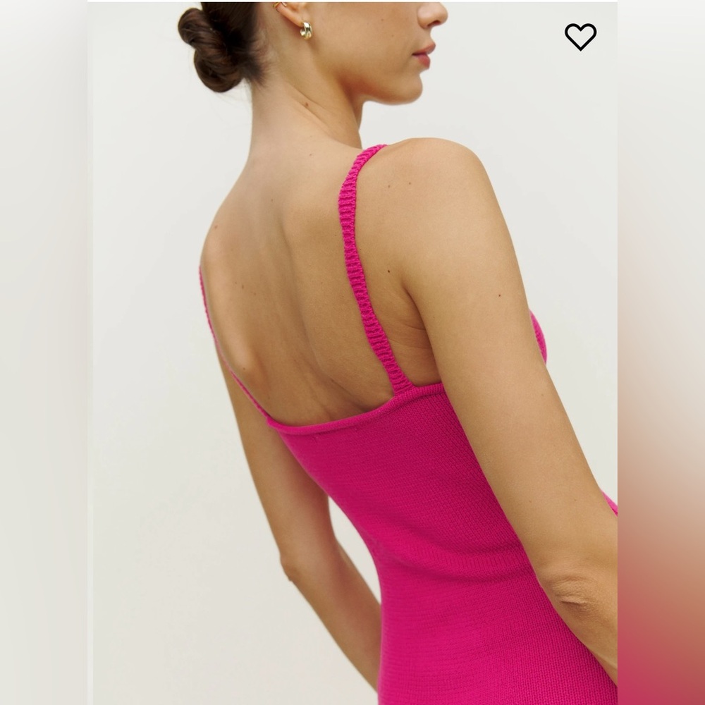 Reformation Arya Open Knit Sweater Dress in Fuchsia - Picture 5 of 10